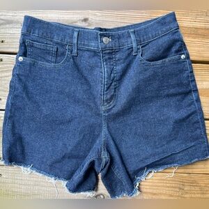 Express Blue High Waist Denim Shorts size 10 Hyper stretch Shortie